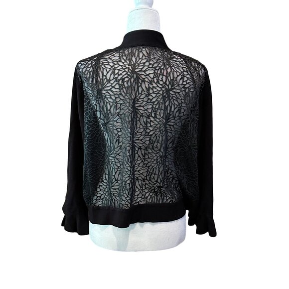 Calvin Klein Womens Black Sheer Lace Back Cardigan Sweater 2X - Picture 3 of 7